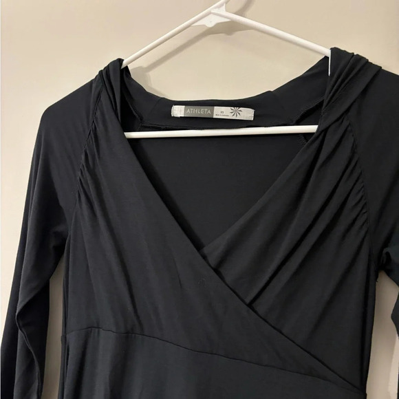 Athleta Lightweight Hooded Long Sleeve Asymmetric Hem Fit Flare Dress X-Small - Picture 4 of 8